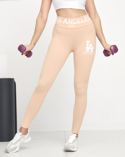 Women's powdery ribbed leggings with white signs - Clothing