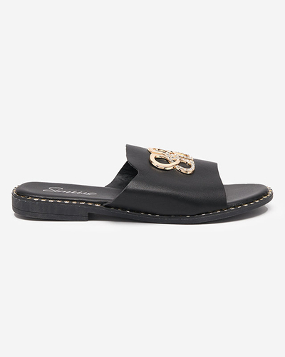 OUTLET Black women's slippers with golden ornament Silobi- Footwear