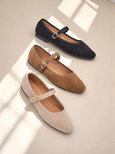 Royalfashion Women's eco-suede ballet flats with strap Ernie