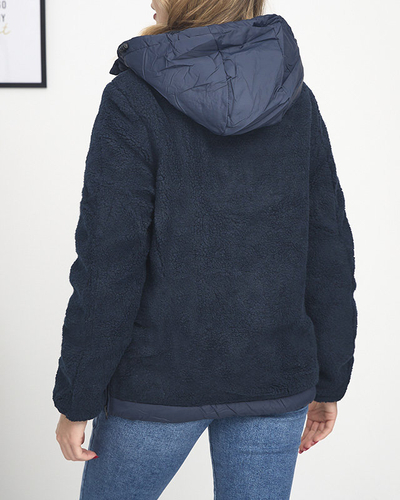 Sieviešu tumši zila jaka ar kabatas kabatu - Apģērbs