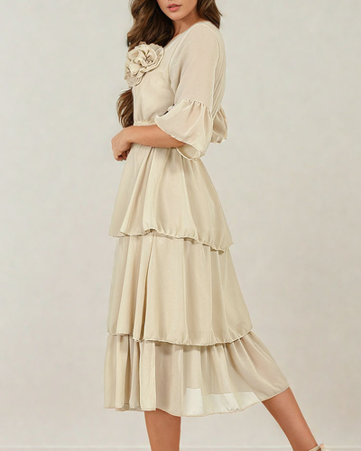 Royalfashion Sieviešu midi kleita ar volāniem