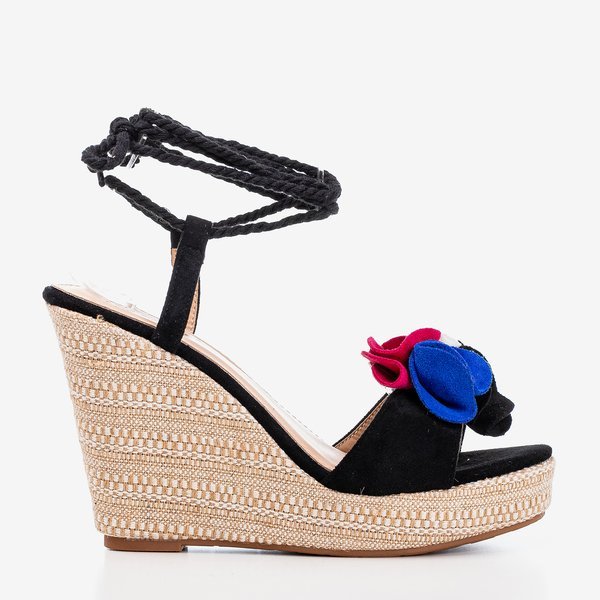 Black women's lace-up wedge sandals from Chantelle - Footwear