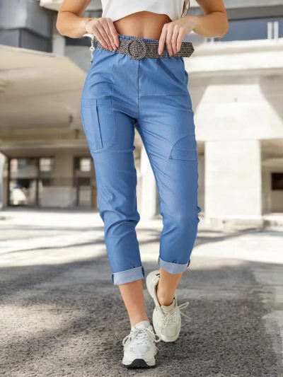 Royalfashion Women's viscose trousers with a belt