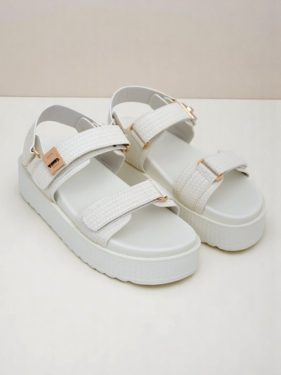 Royalfashion Kallisto – White women's platform sandals, ecological leather