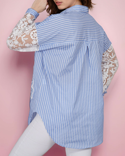 Royalfashion Women's striped shirt with lace
