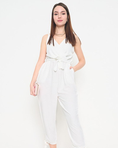 Women's white jumpsuit with thin straps - Clothing