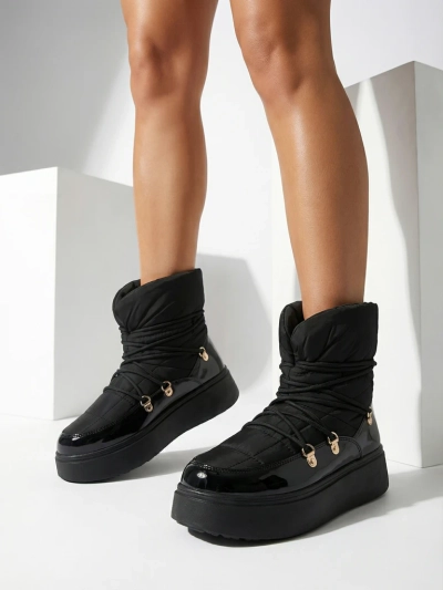 Royalfashion Women's slip-on snow boots in black Dabenda