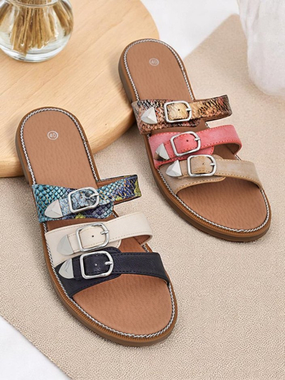 Royalfashion Women's Flat Snake Chic Flip-Flops