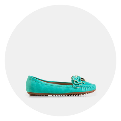 Women's turquoise moccasins with bow Emari - Footwear