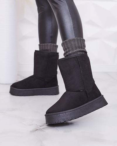 Women's insulated eco-suede snow boots in black Xetik - Footwear