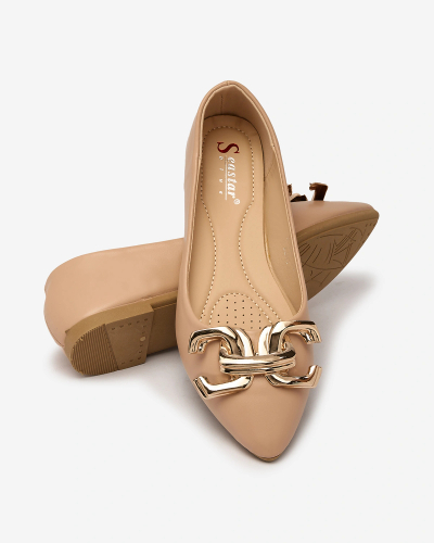 Royalfashion Bright pink women's ballerinas pointed toe with embellishment on the nose Figgda