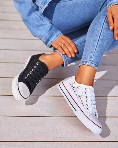 Tareni women's white openwork sneakers - Footwear