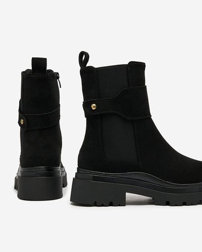 Royalfashion Black women's boots with decorative strap Doasa