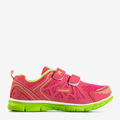 Коралловые детские кроссовки на зеленой подошве Frater