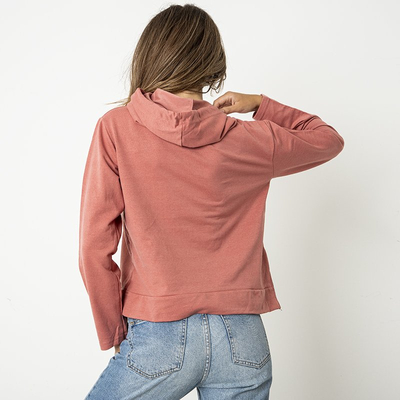 Коралловое женское худи с надписью