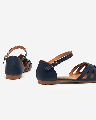 Navy blue women's sandals with flat heels Miankas - Shoes