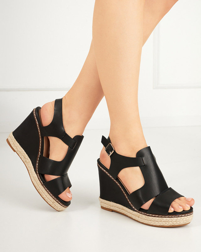 Black women's high-wedge sandals Clack - Shoes