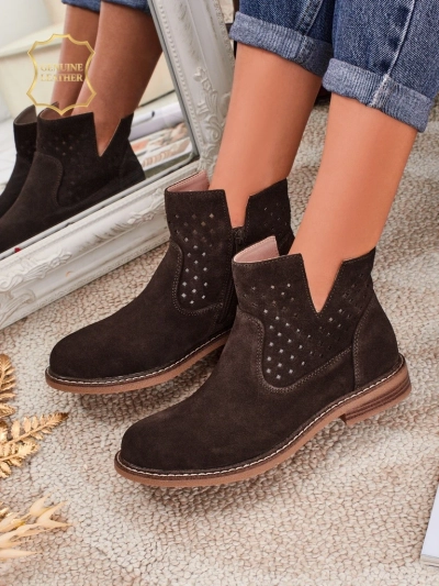 Aurelia Verona - Коричневые замшевые женские ботинки из натуральной кожи, каблук 3 см