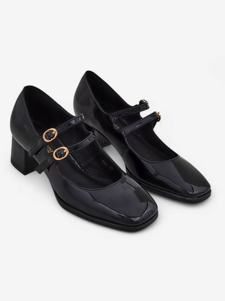 Royalfashion Лакированные женские туфли на толстом каблуке с ремешками Weyy