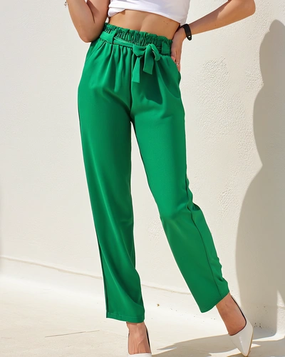 Royalfashion Simple women's fabric trousers with a belt