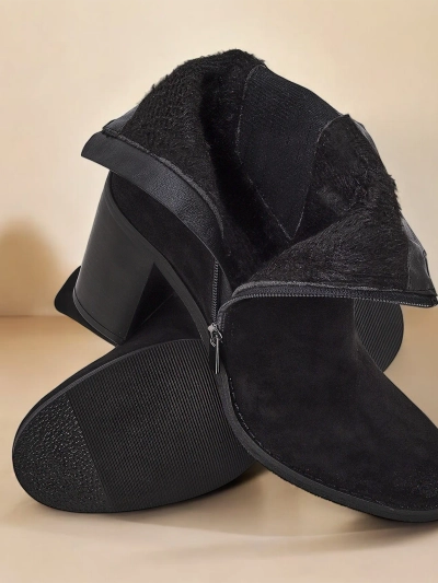 Royalfashion Eko-zamšādas sieviešu zābaki uz bloka papēža Cesios