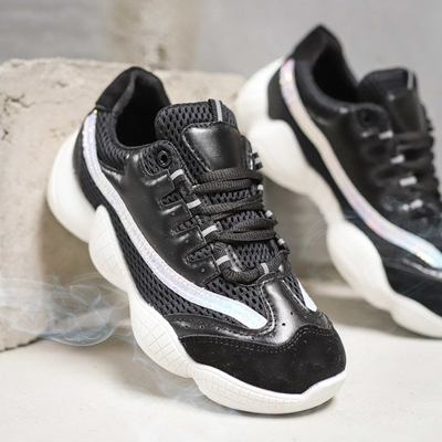 Czarne sportowe buty na wyższej podeszwie Zooey - Obuwie