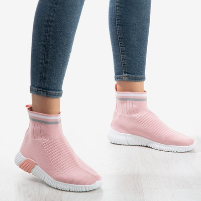 Pink sports shoes with decorative sock Sallitsa - Footwear