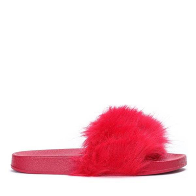 OUTLET Red slippers with fur Millie- Shoes