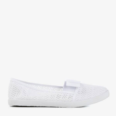 OUTLET White openwork sneakers with a Nadin bow - Footwear