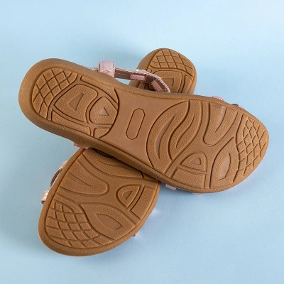 OUTLET Pink women's sandals with Blora ornaments - Footwear