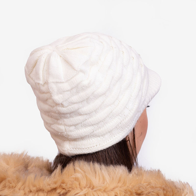 Ladies 'white warm beanie hat with pearls - Accessories