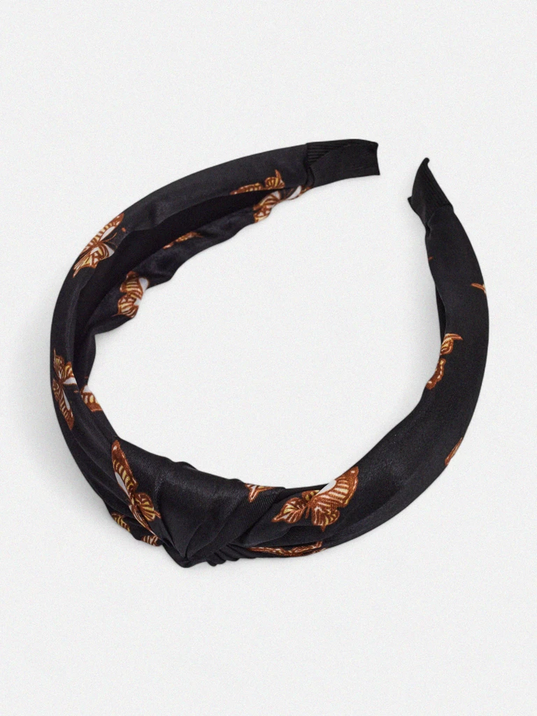 Royalfashion Plaid Headband with Butterflies Butterfly Weave