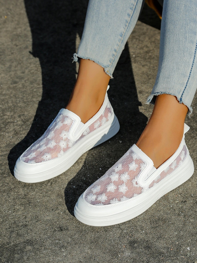 Royalfashion Women's mesh moccasins with flowers Emzos