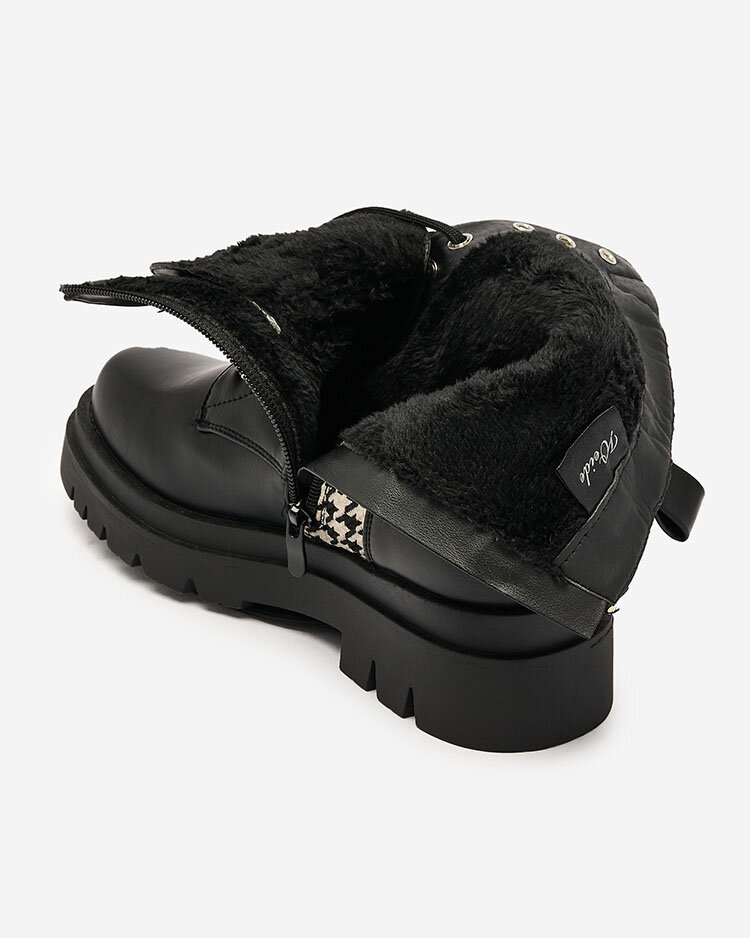 Royalfashion Черные женские сапоги со вставкой из пепита Zatafel