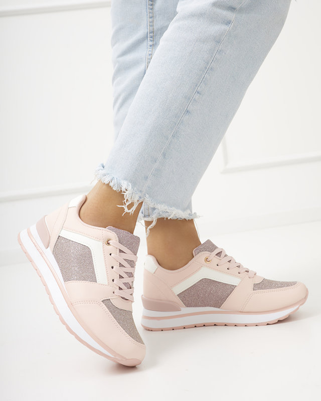 Розовые женские кроссовки с блестками Berilan