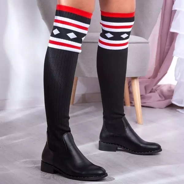 OUTLET Black boots a'la flat sock Salvia- Shoes