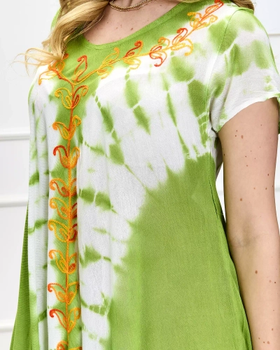 Green and white women's print beach skirt - Clothing