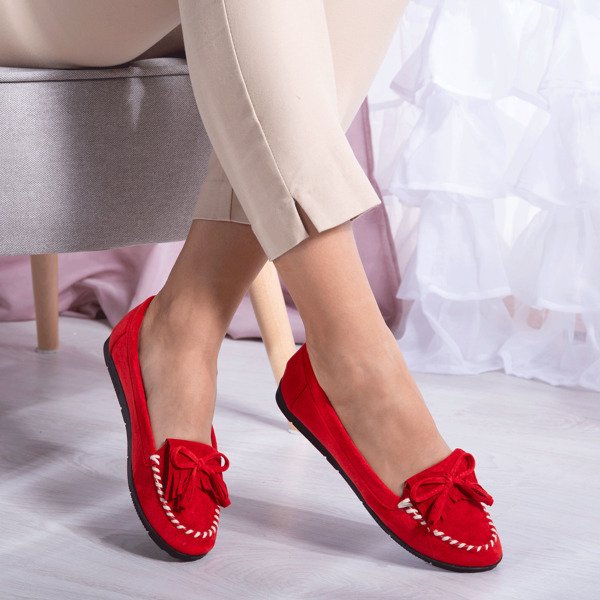 Red loafers on a flat Sinsej sole - Footwear