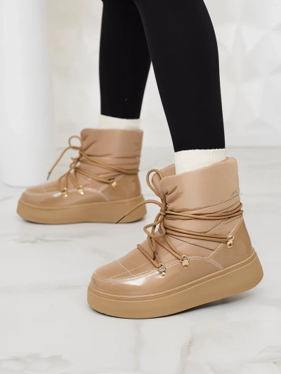 Royalfashion Women's slip-on snow boots in brown color Dabenda