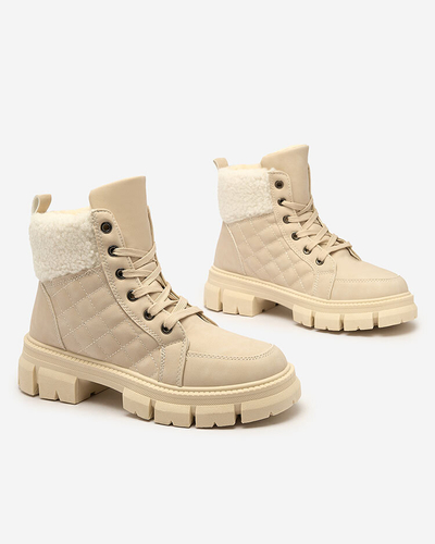 Royalfashion Beige women's insulated trapper boots Hogenaf