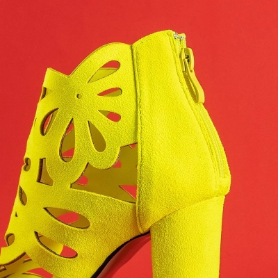 OUTLET Neon yellow women's sandals on the Aleksis post - Footwear
