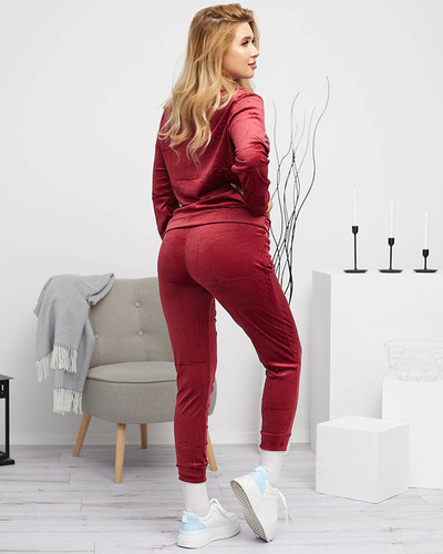 Maroon women's tracksuit set with fashionable inscriptions - Clothing