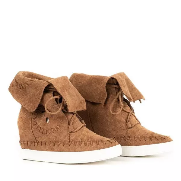 OUTLET Brown sneakers with an indoor wedge Cinta - Footwear