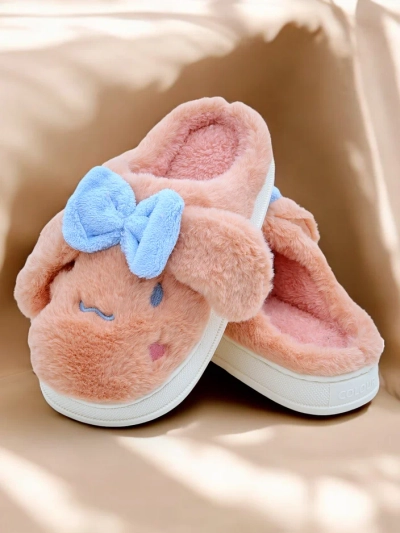 Royalfashion Women's fur slippers with a bow Savos