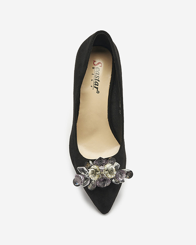 Black women's pumps with colorful crystals Xitas - Footwear