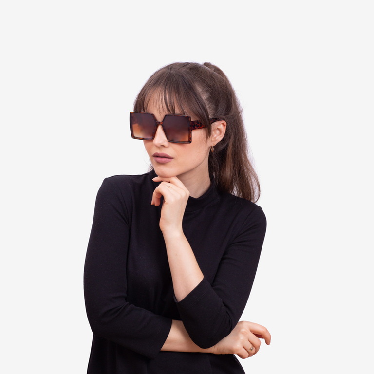 Brown ladies square leopard sunglasses - Accessories