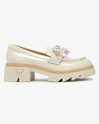 Lacquered beige moccasins for women Geloppa- Footwear