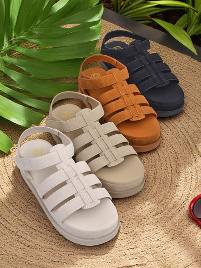 Ženski sandali Heraclea Royalfashion na platformi črni iz eko usnja