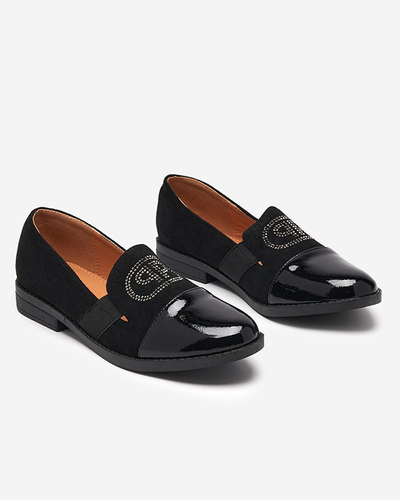 Black women's moccasins with a varnished Velqi toe - Footwear