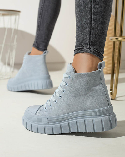 Light blue women's lace-up sports boots a'la sneakers Netara - Footwear
